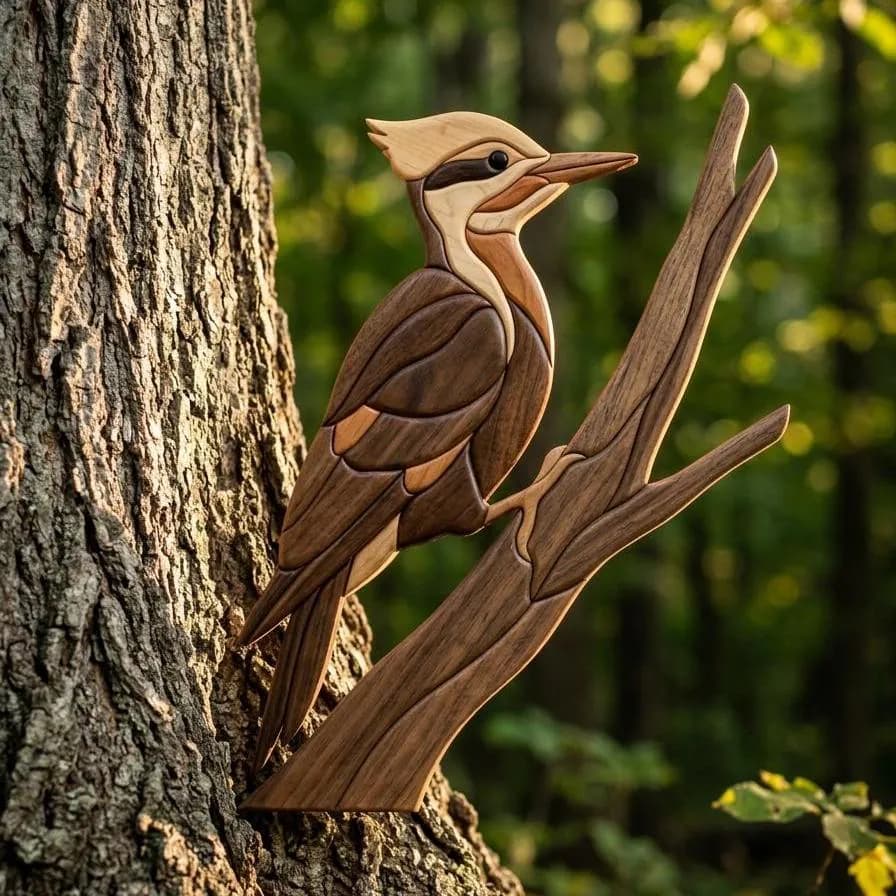 Woodpecker Intarsia Pattern PDF | Beginner Woodworking Template | Bird Scroll Saw Pattern | DIY Wood Art Digital Download