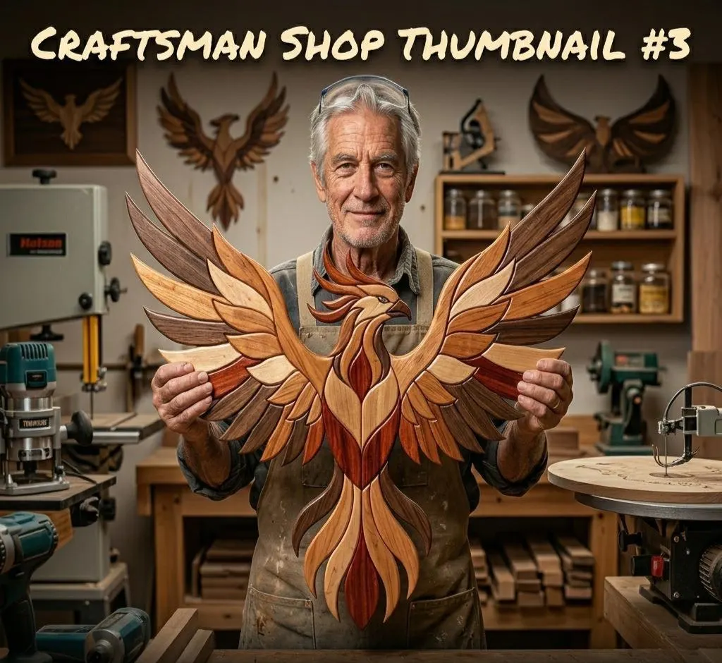 Flying Phoenix Intarsia Pattern PDF | Scroll Saw Woodworking Plan | Mythical Bird Wall Art | DIY Wood Craft Template