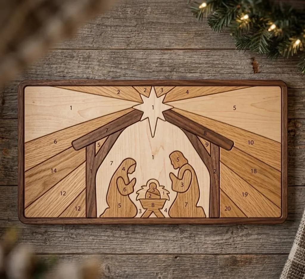 Nativity Scene Intarsia Pattern PDF, Scroll Saw Woodworking Plan, Christmas Nativity Wood Art, Beginner Friendly DIY Wall Decor