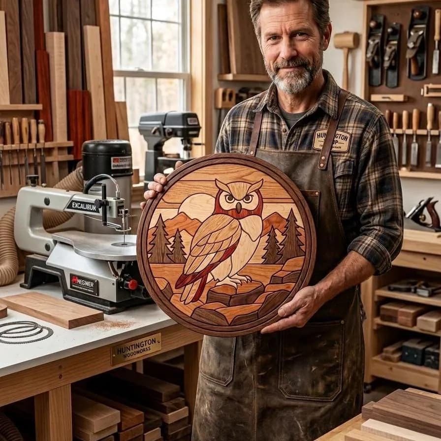 Owl Intarsia Pattern PDF | Owl Silhouette Sunset Woodworking Plan | Wildlife Wood Art | DIY Digital Download