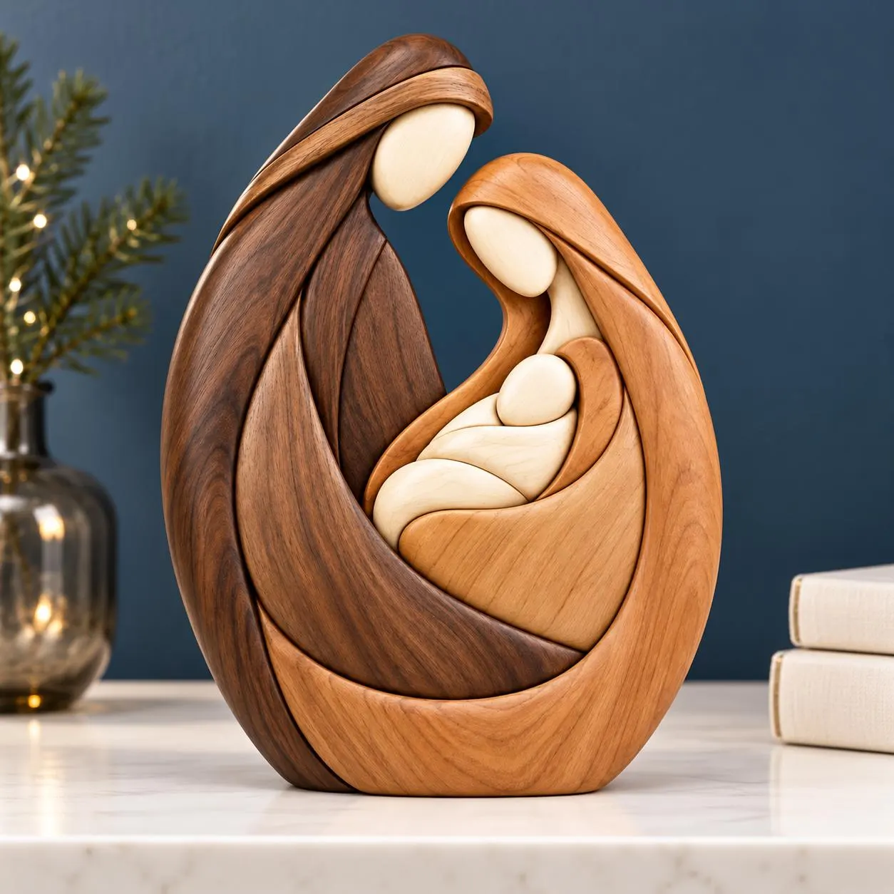 Nativity Intarsia Pattern, The Sacred Embrace Segmented Scroll Saw Woodworking Plan