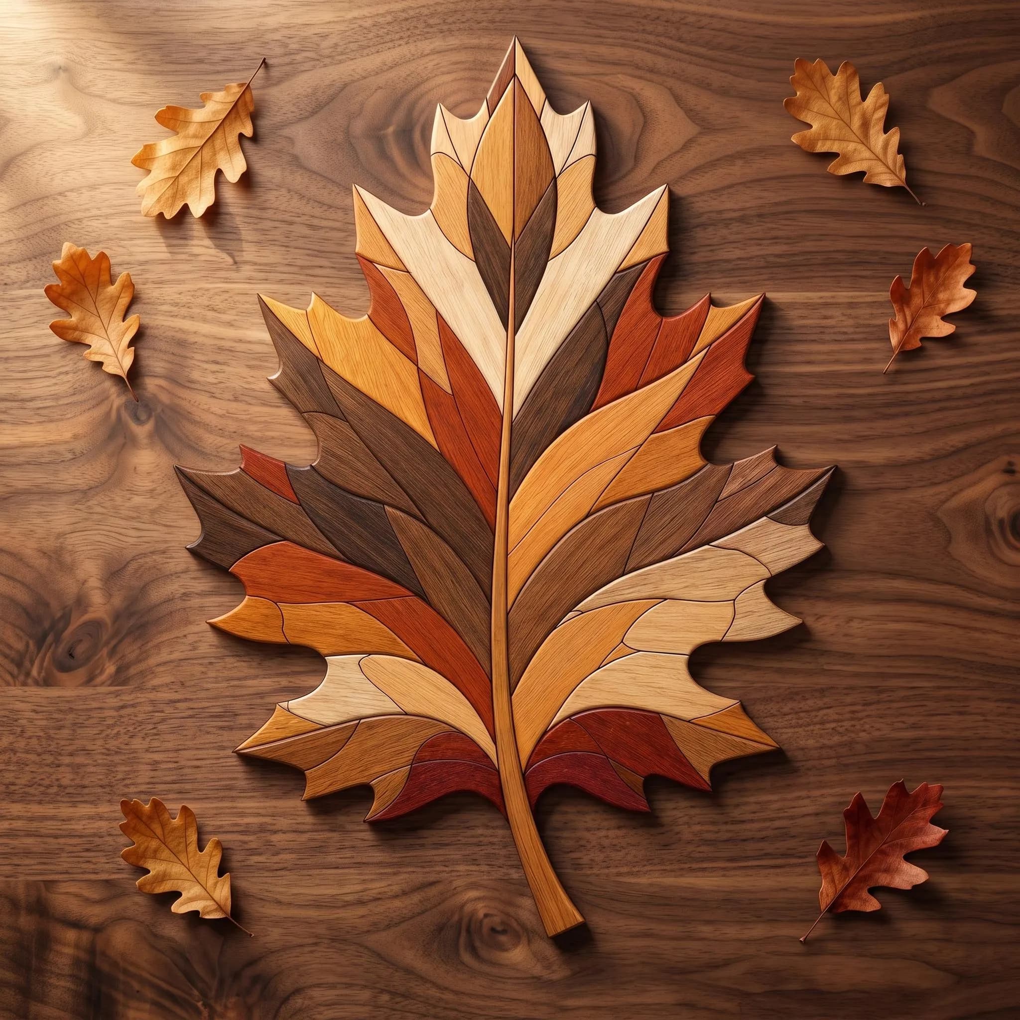 Autumn Oak Maple Leaf Scroll Saw Pattern PDF Fall Decor Diy Activity Intarsia Woodworking Template PNG SVG (Digital Download)