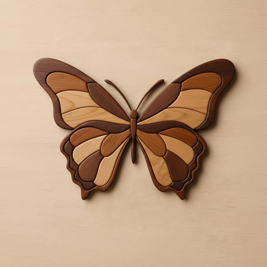 Butterfly Intarsia Woodworking Pattern PDF Wood Layered Inlay Wall Art Template Scroll Saw Pattern DIY Home Decor Art Digital Download