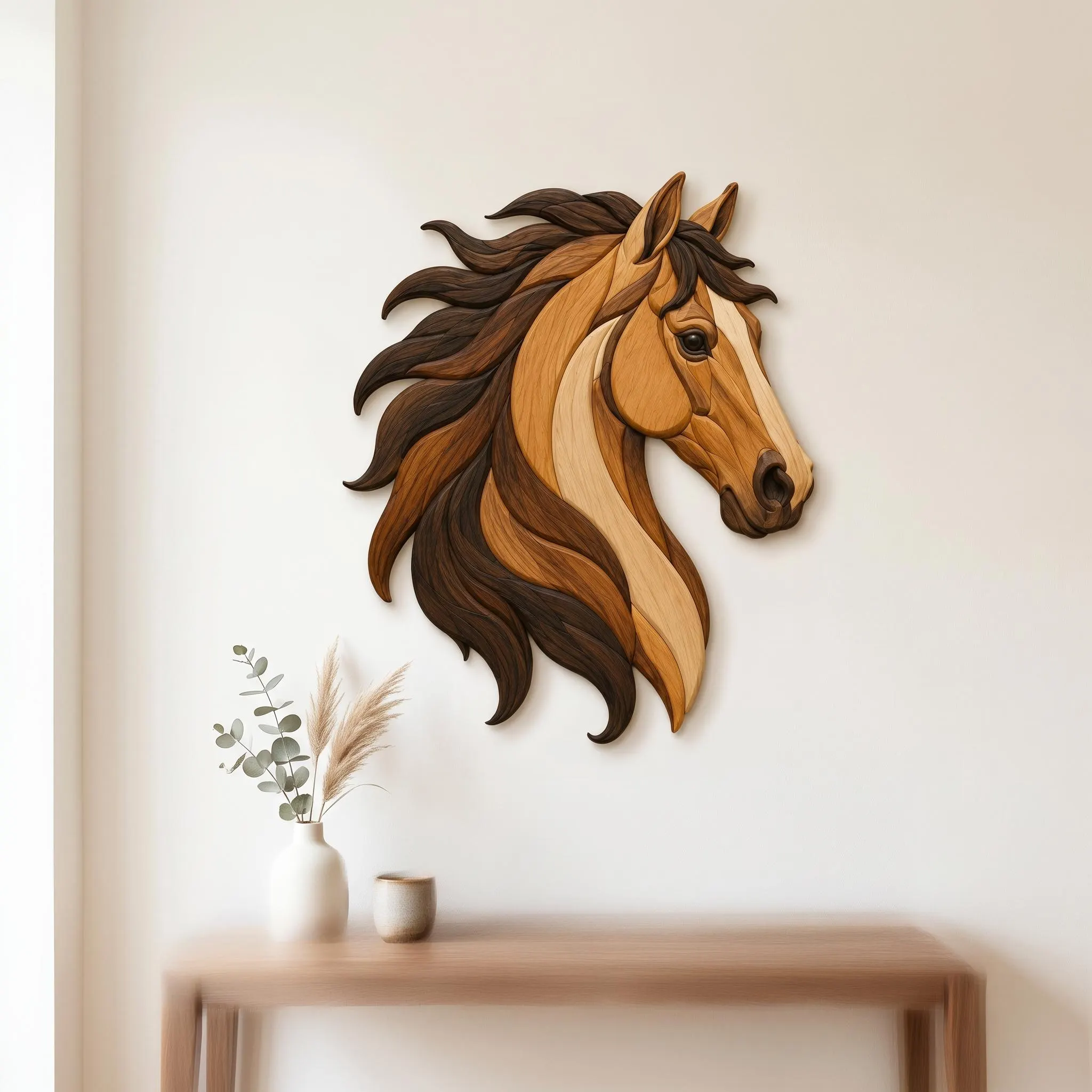 Western Horse Intarsia Pattern PDF Horse Head Scroll Saw Template, Woodworking Pattern, Rustic Wood Art, Digital Download