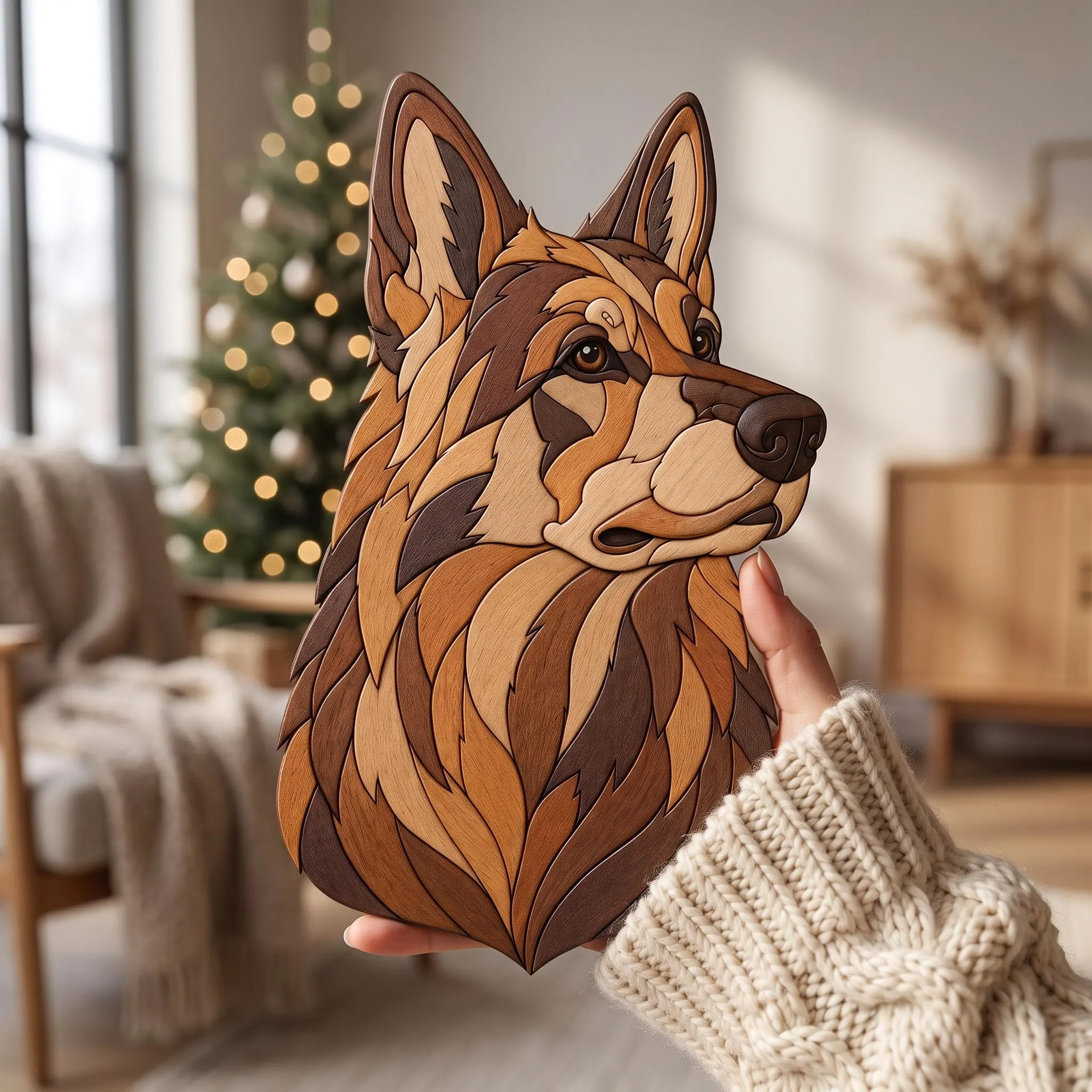 German Shepherd Intarsia Pattern PDF, Dog Head Scroll Saw Pattern, Woodworking Plan, Wood Inlay Art, DIY Dog Wall Decor Digital Download