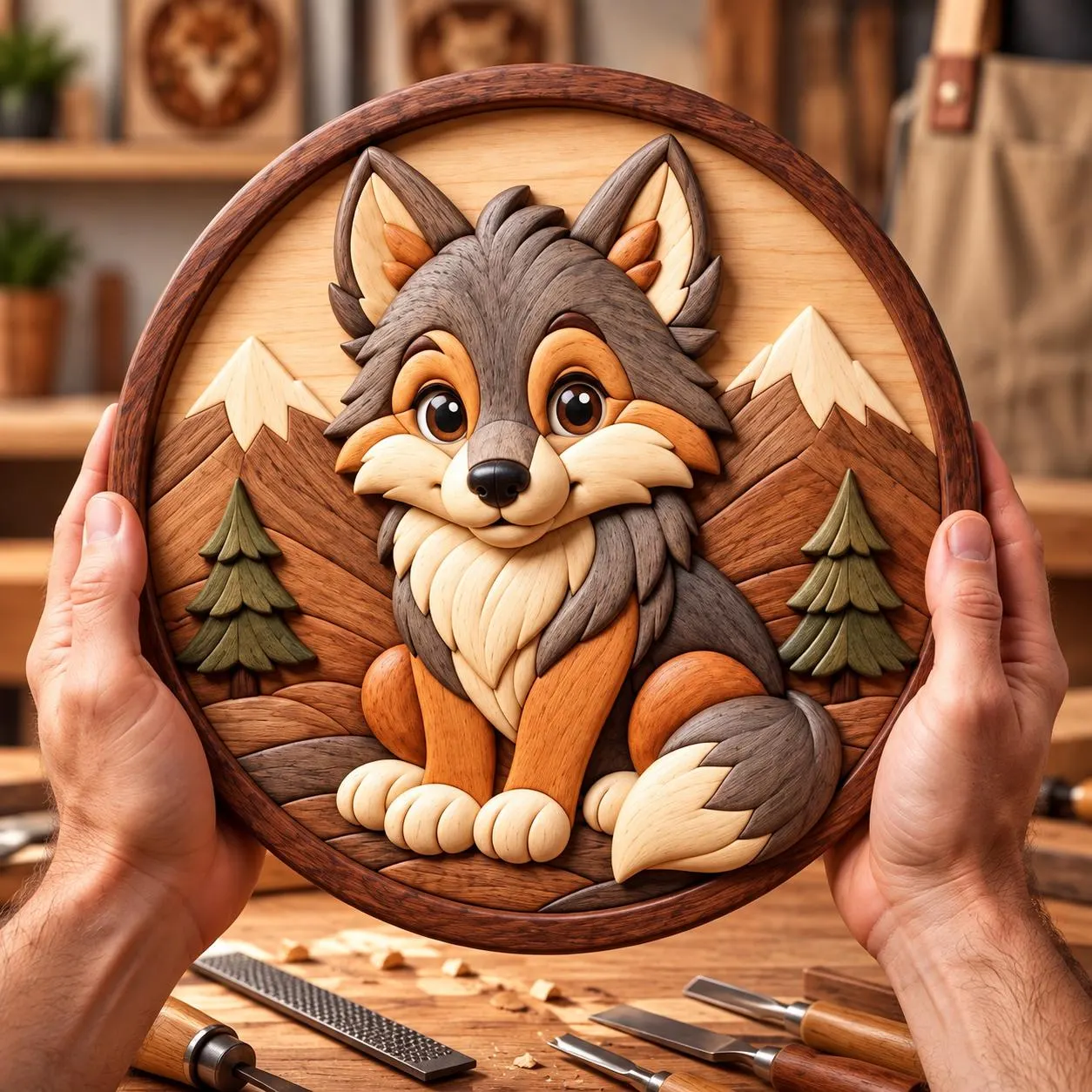 Fox Intarsia Pattern, Scroll Saw Woodworking Template, Woodland Wildlife Wall Art, Digital Download