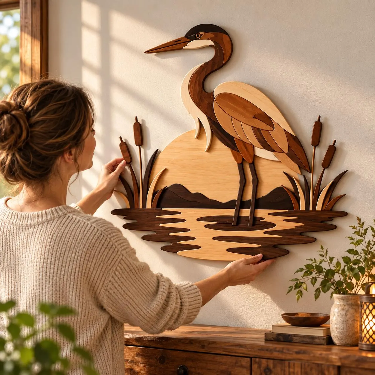 Heron Intarsia Pattern, Scroll Saw Pattern SVG , Bird Woodworking Plans, Wildlife Wall Art, Digital PDF PNG