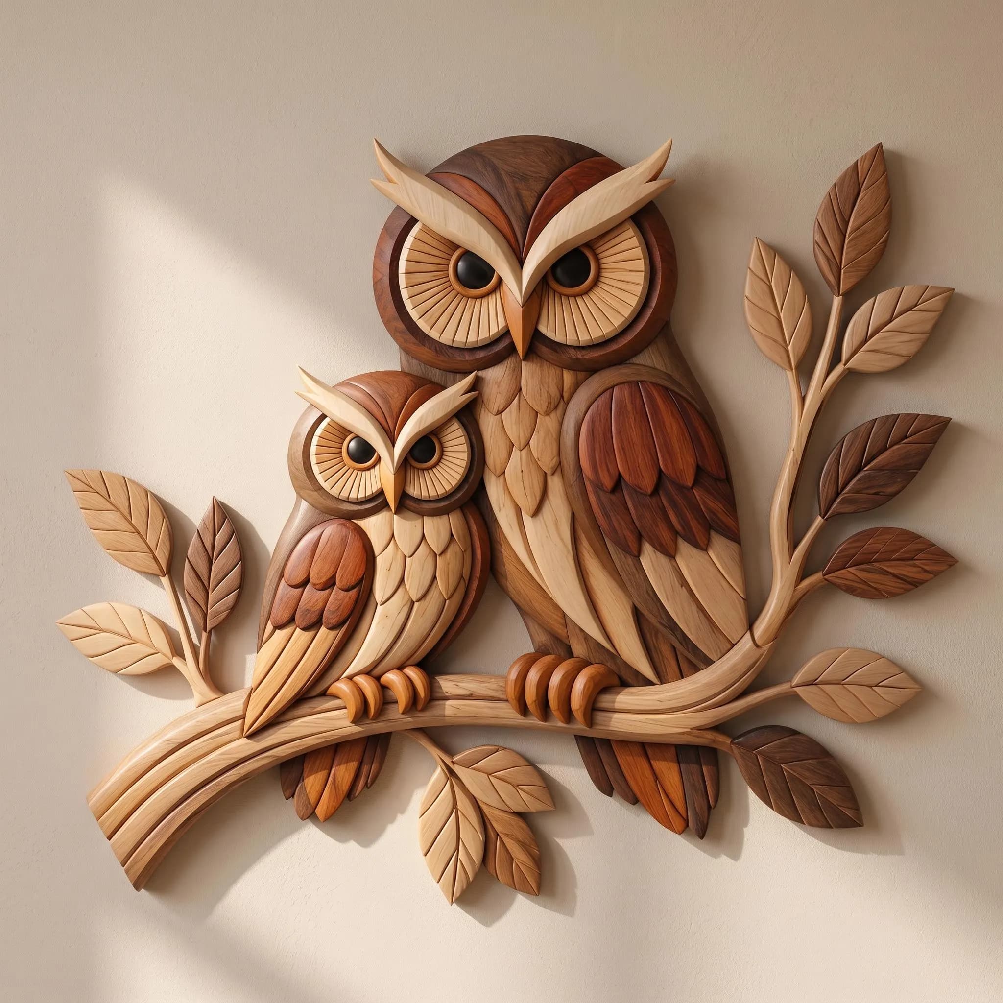 Intarsia Owl Pattern PDF | Woodworking Scroll Saw Plan | Woodland Wall Art (Digital Download)