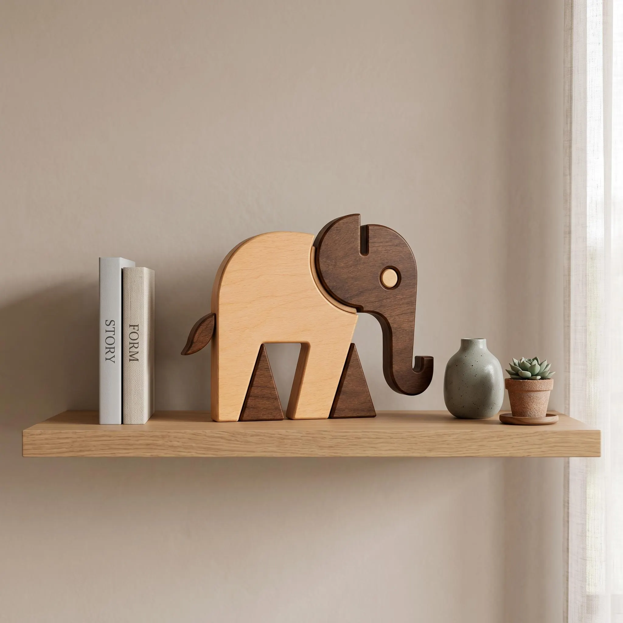 Elephant Intarsia Woodworking Pattern PDF Scroll Saw Plan Wood Art DIY Activity (PDF Download)
