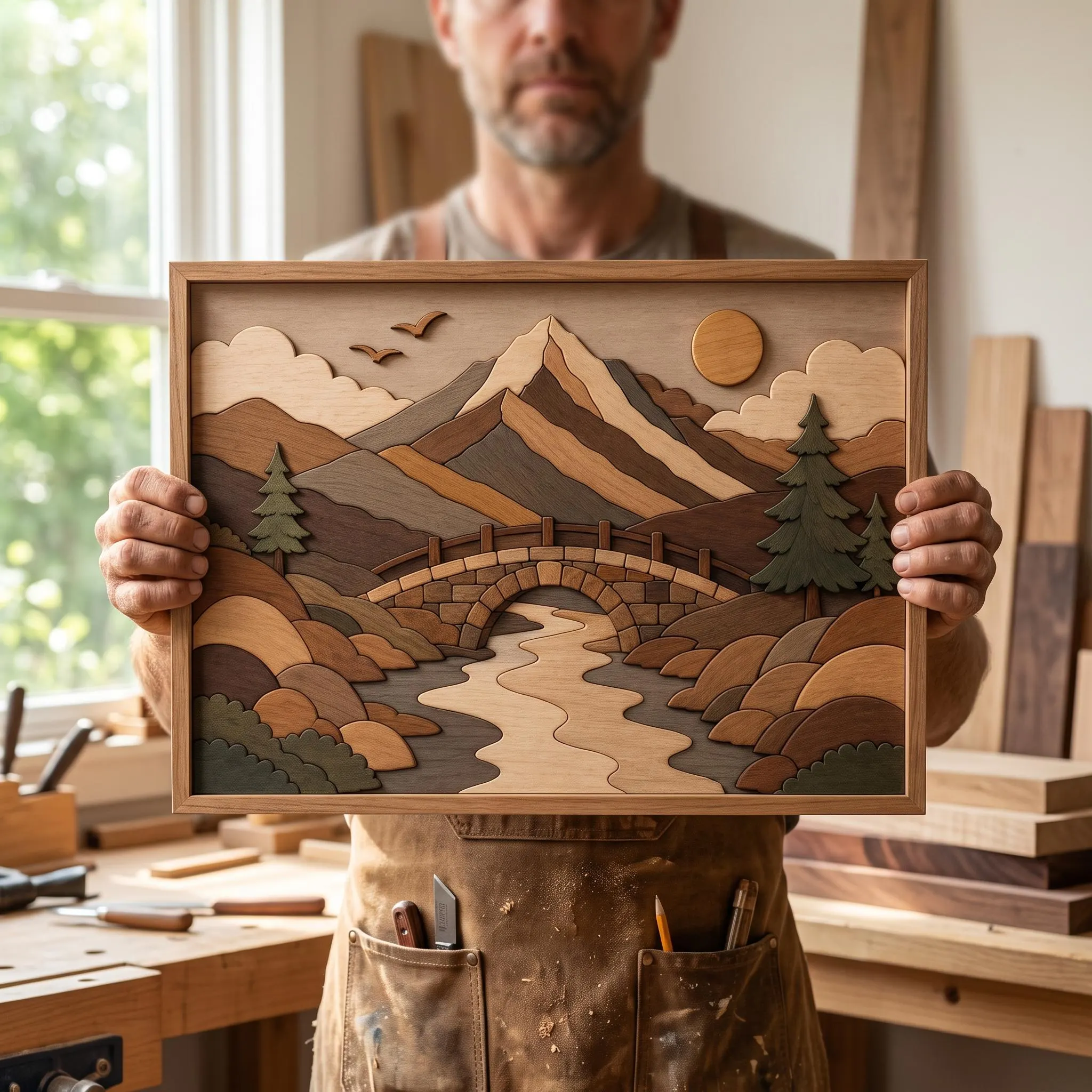 Mountain Lake SVG, 3D Wooden Nature Scene, Laser Cut File (Digital Download)