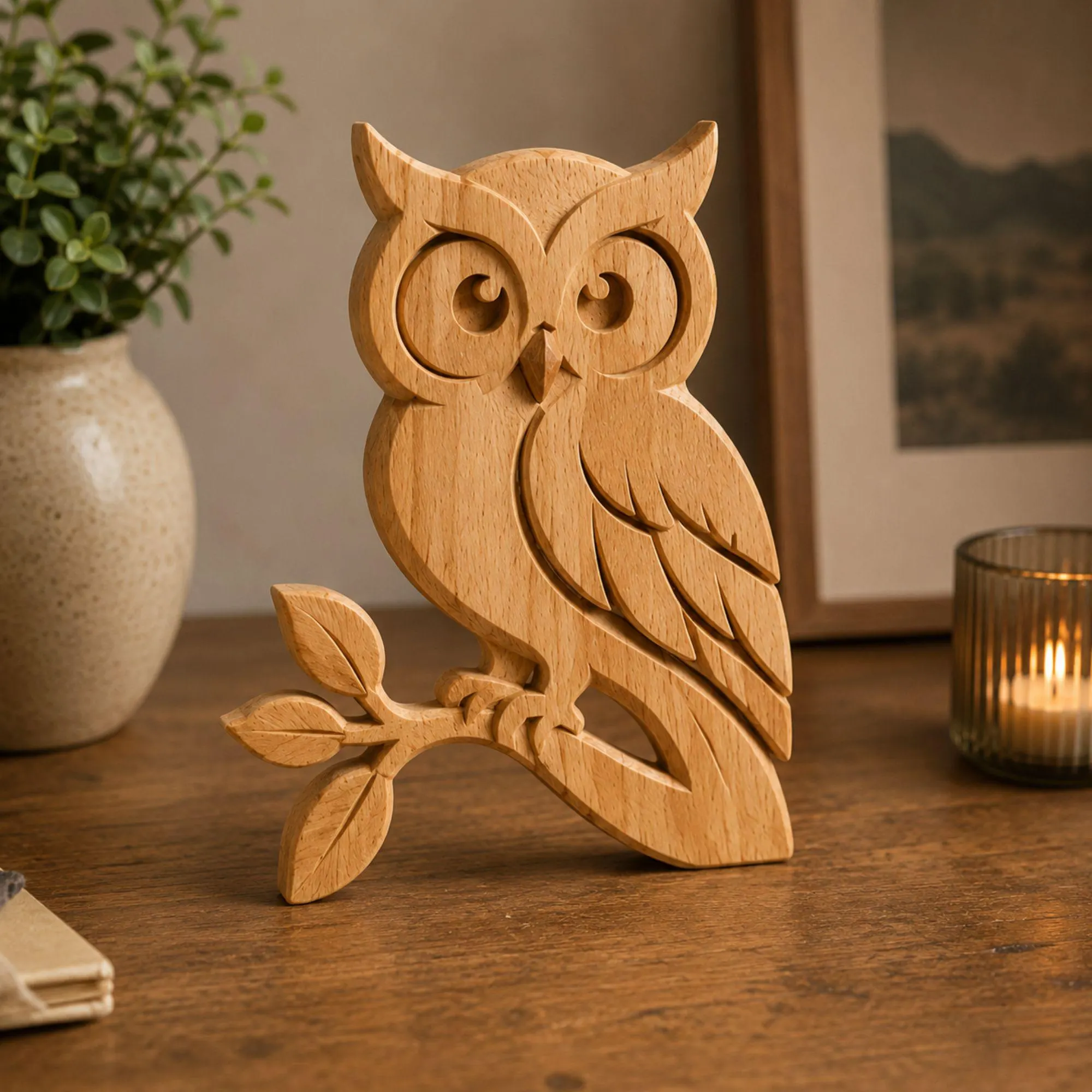 Wooden Owl Sculpture Pattern | Scroll Saw Wood Carving Template | 3D Wood Craft(Digital Download)