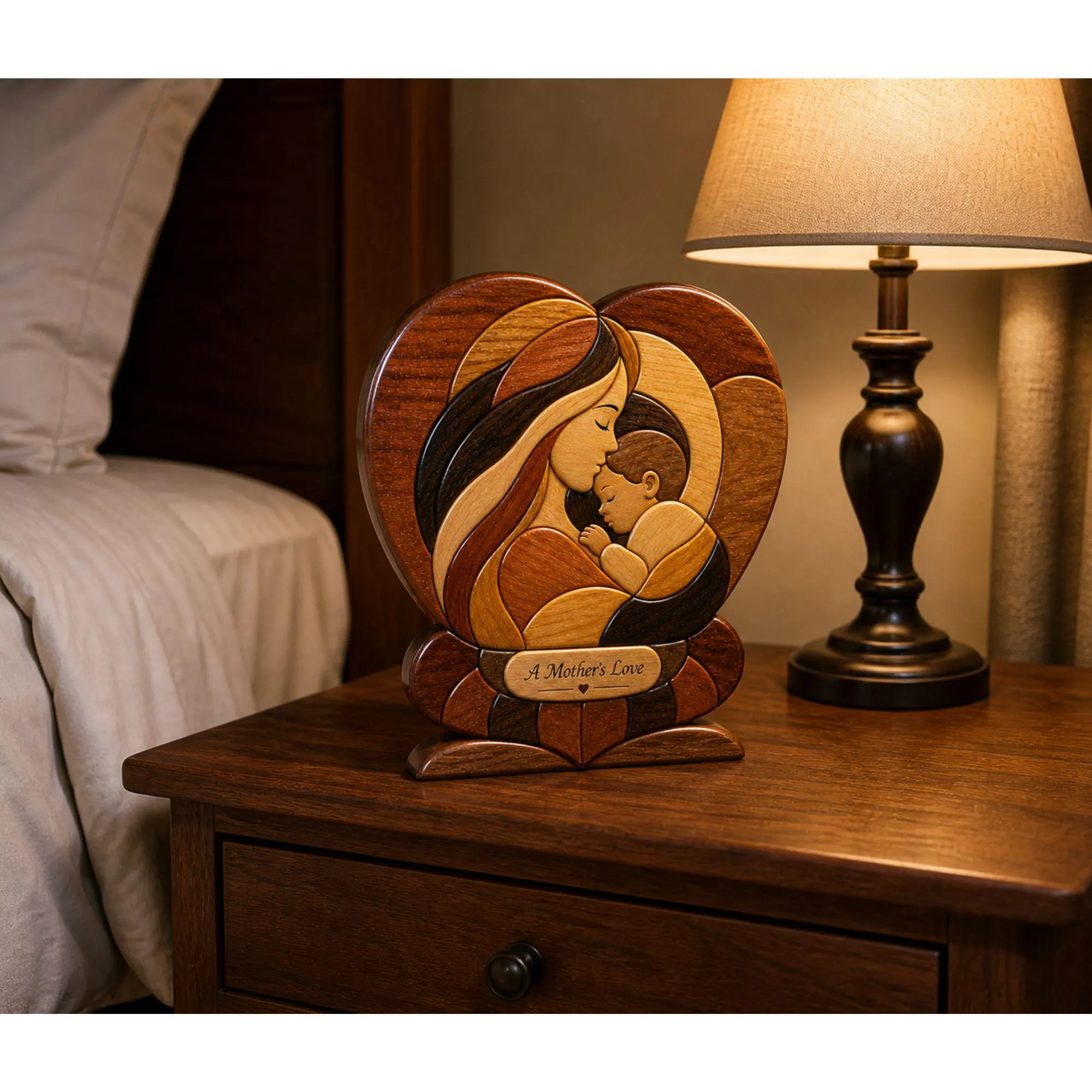 Mother Baby Intarsia Wood Art Pattern | Beginner Scroll Saw Template (PDF Download)