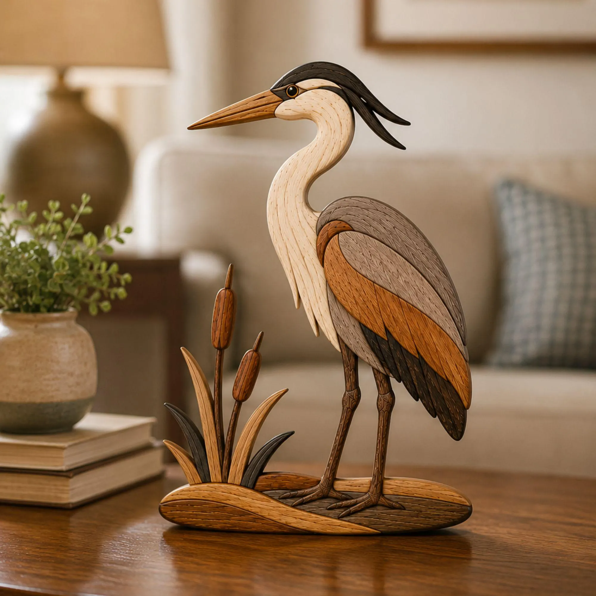 Heron Intarsia Wood Art Pattern | Scroll Saw Woodworking Plan (Digital Download)