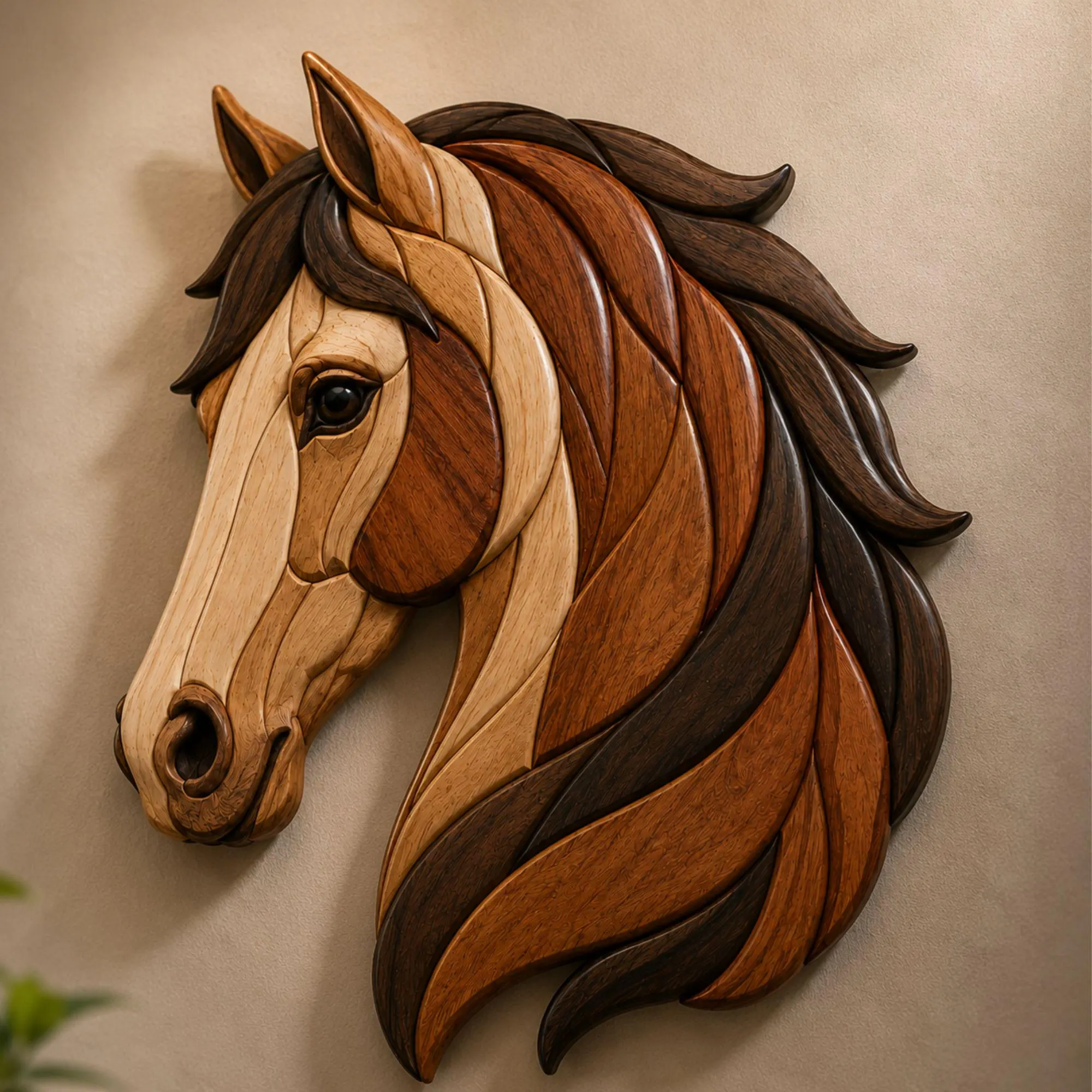 Wooden Horse Intarsia Pattern | Layered Wood Wall Art Template | 3D Craft | Digital Download