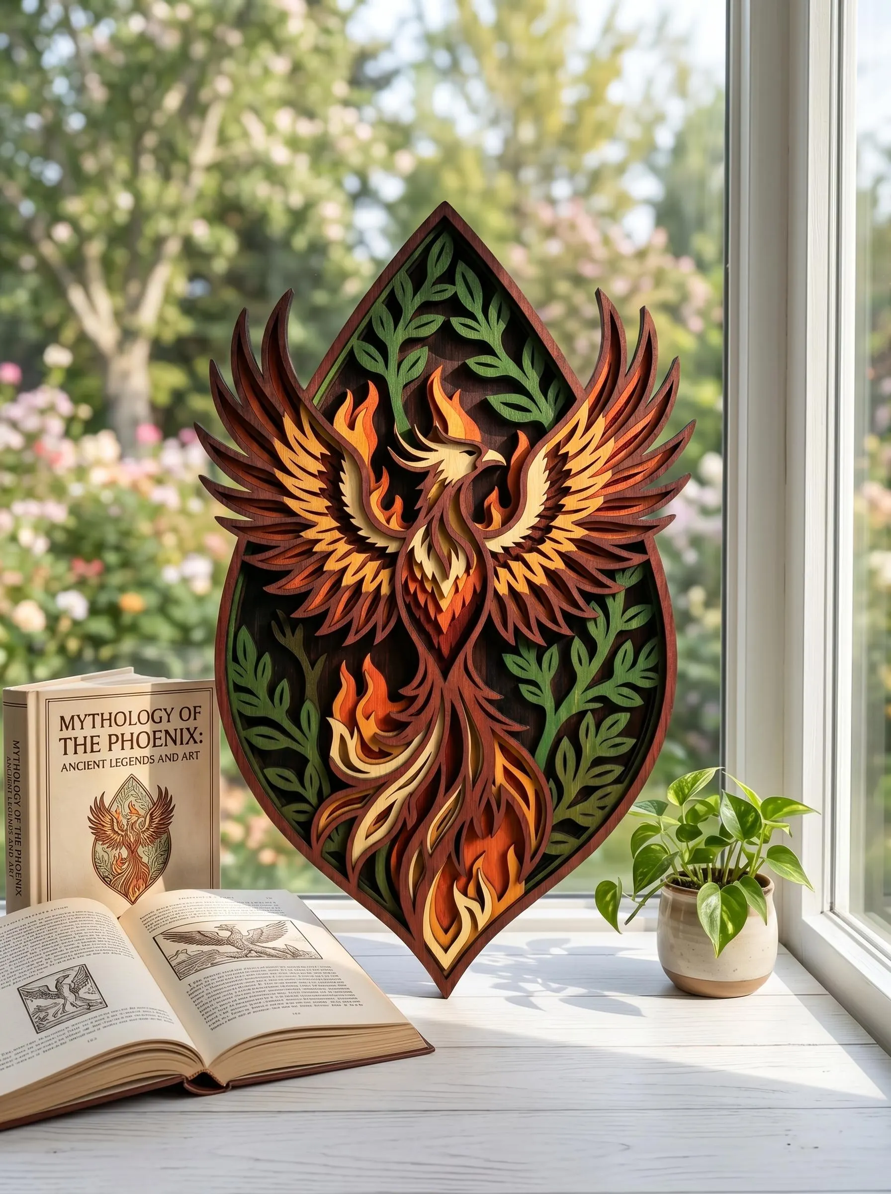 NB130 Phoenix Layered SVG | 9 Layers | Fire Bird Wall Art | Laser Cut Multilayer File | CNC Wood Decor | Mythical SVG | Digital Download