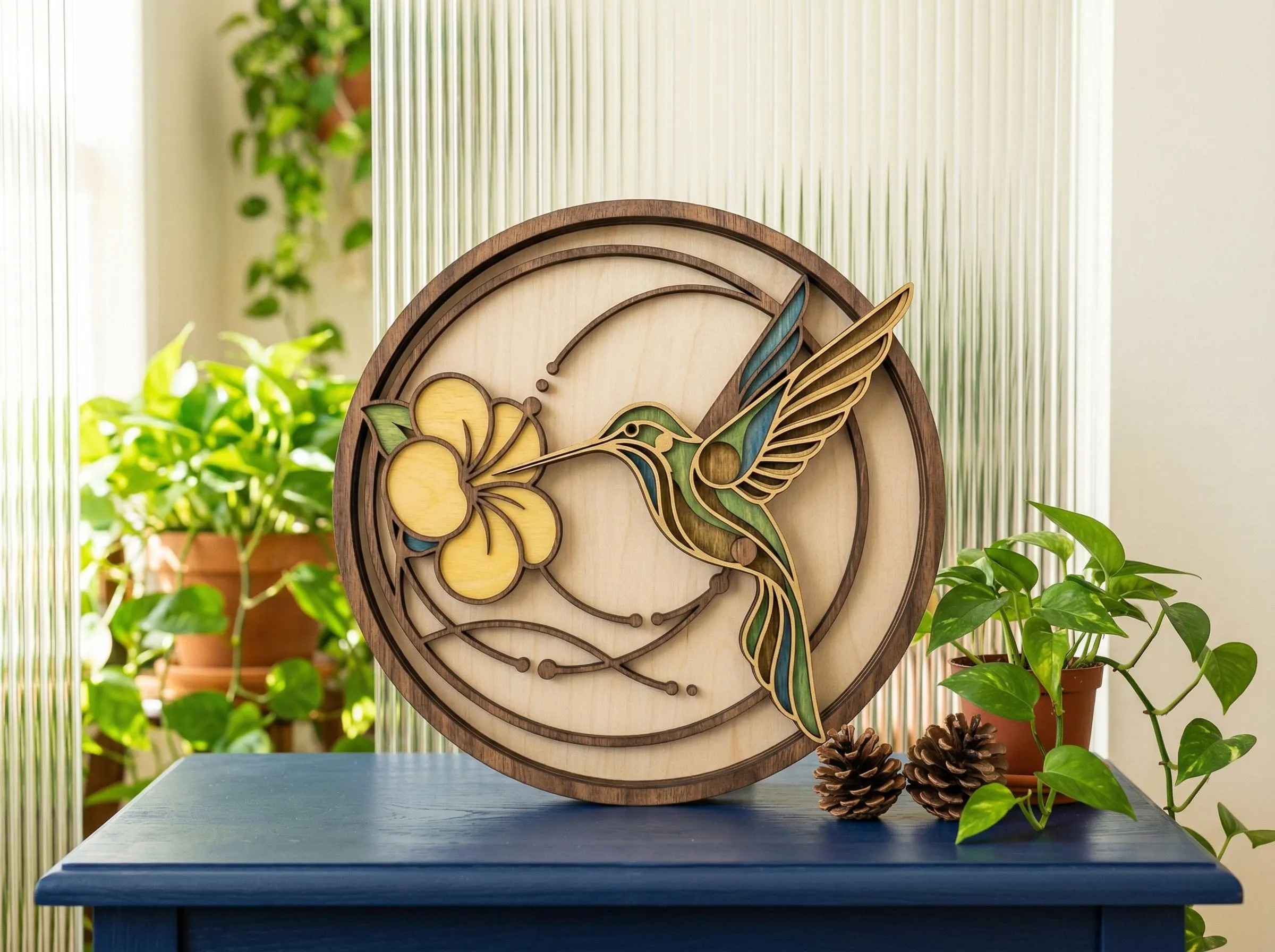 NB109 Layered Hummingbird SVG | Bird and Flower Laser Cut File | 6 Layers Multilayer Wood Mandala CNC | Digital Download