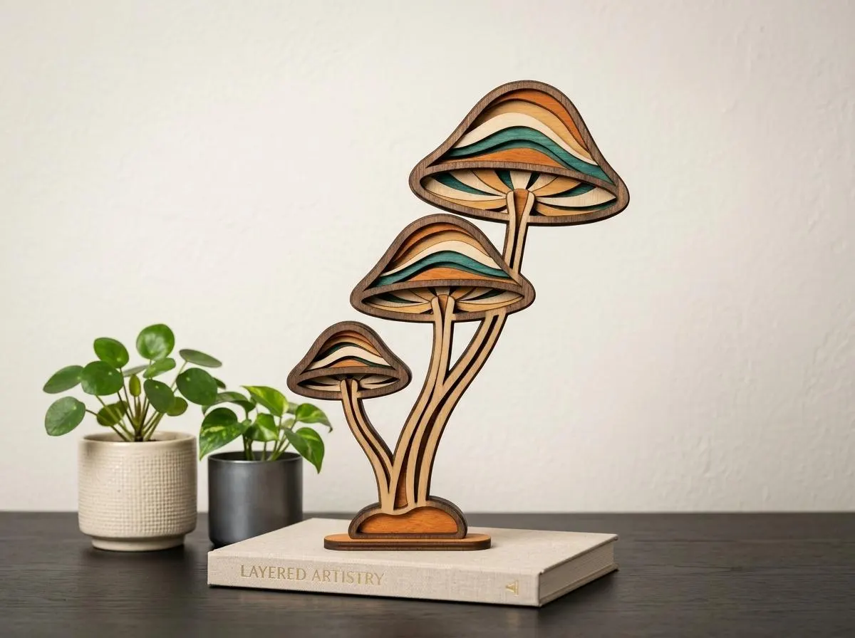 NB111 Layered Mushroom SVG | Woodland Mushroom Laser Cut File | 6 Layers Multilayer Wood Art CNC | Digital Download