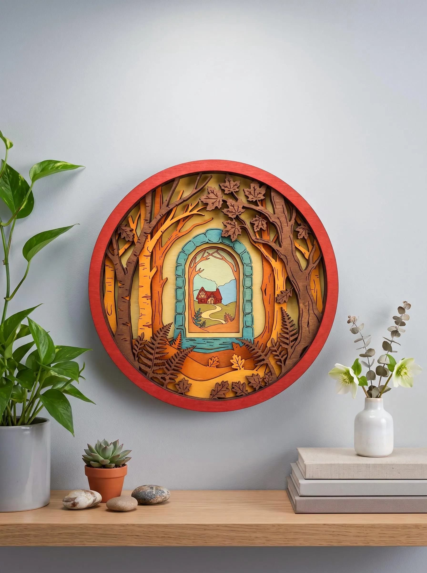 NB680 Enchanted Forest Door Layered SVG | 9 Layers | Woodland Forest Wall Art | Laser Cut & Engraving File | Digital Download