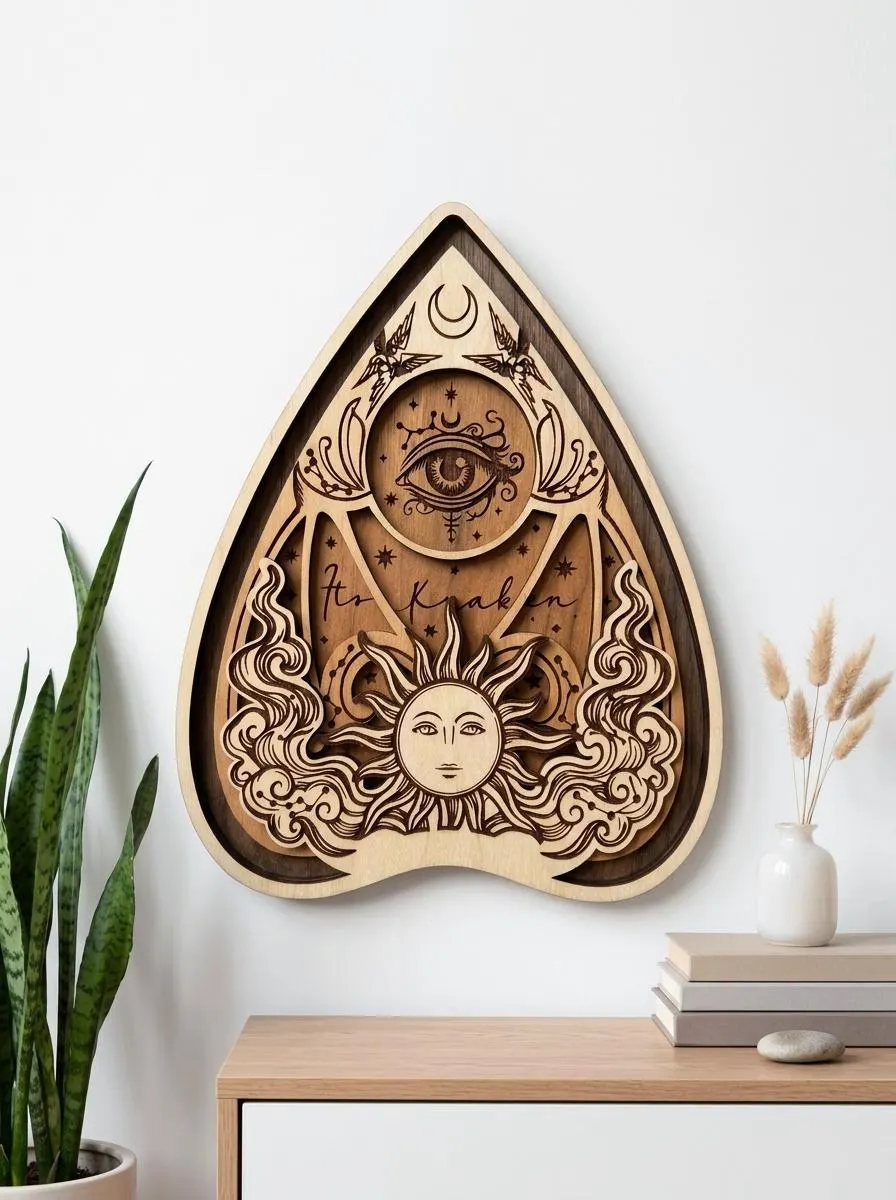 NB580 Sun Dark Ouija Layered SVG | 6 Layers | Witchcore Wall Art | Laser Cut Multilayer File | CNC Wood Decor | Digital Download