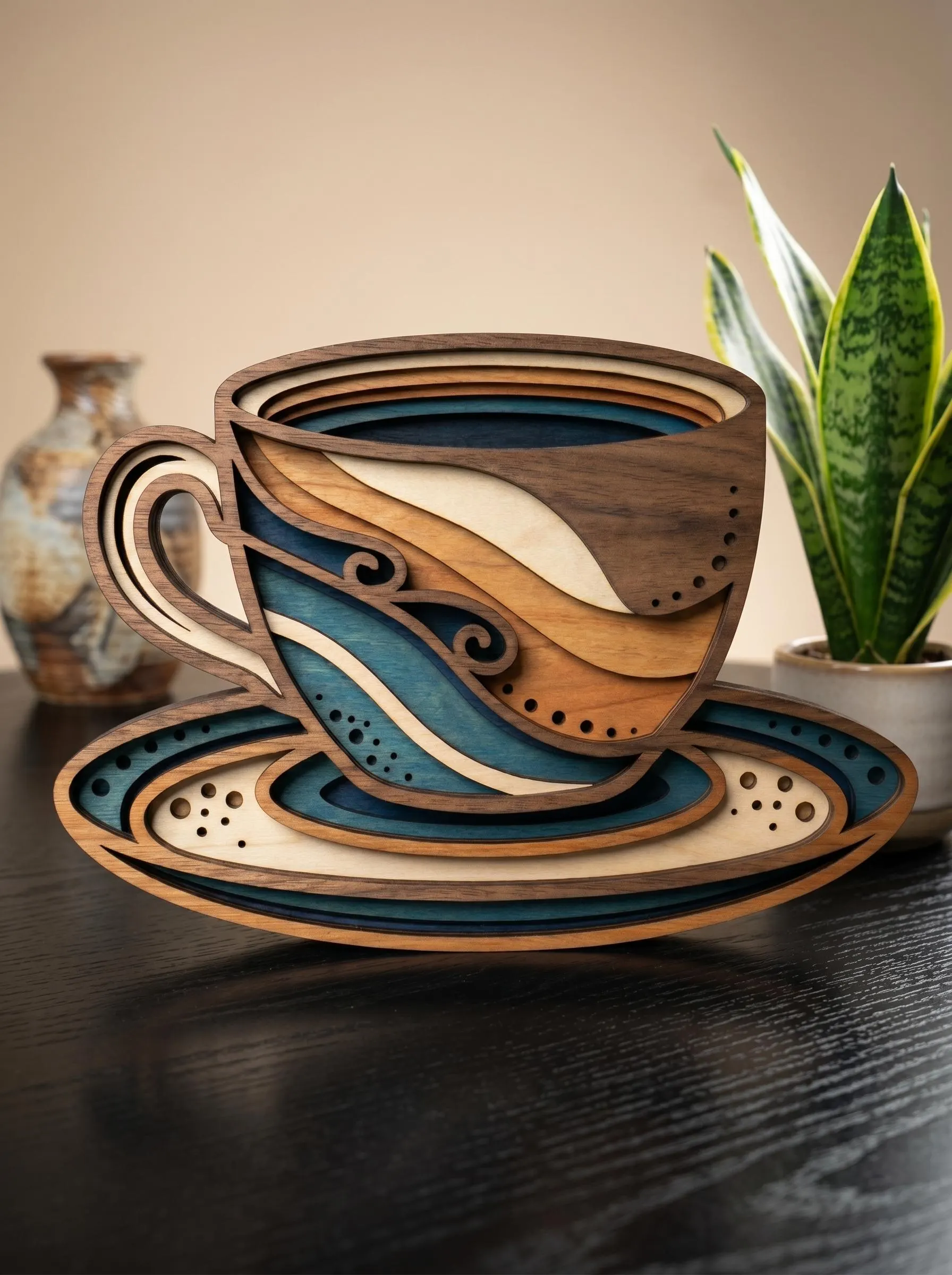 NB279 Coffee Cup SVG | 6 Layers | Coffee Lover Wall Art | Laser Cut Multilayer File | CNC Wood Decor | Digital Download