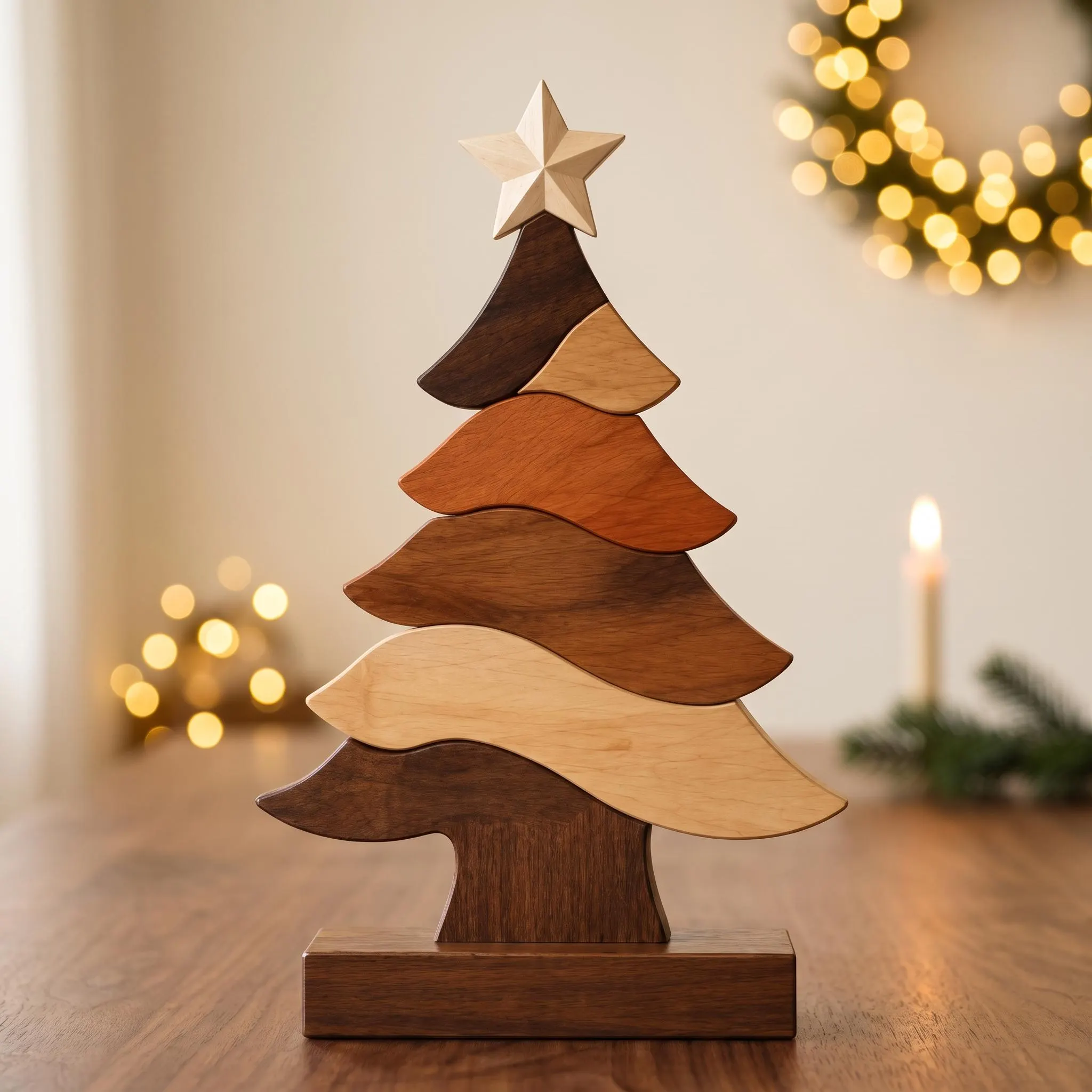 Christmas Tree Intarsia Pattern, Scroll Saw Woodworking Plan, Holiday Decor (PDF Pattern)