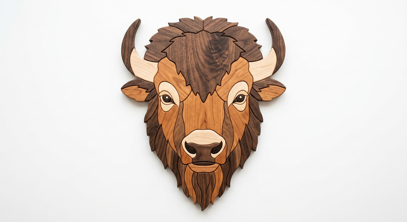 Bison Intarsia Portrait