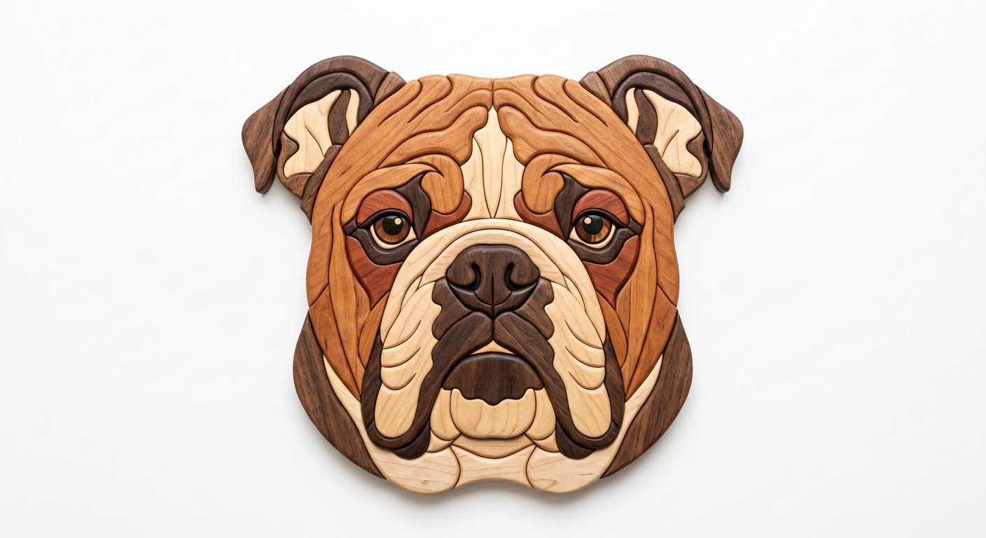 Bulldog Intarsia Portrait