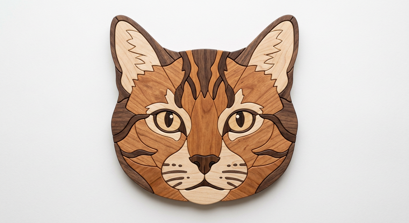 Cat Intarsia Portrait
