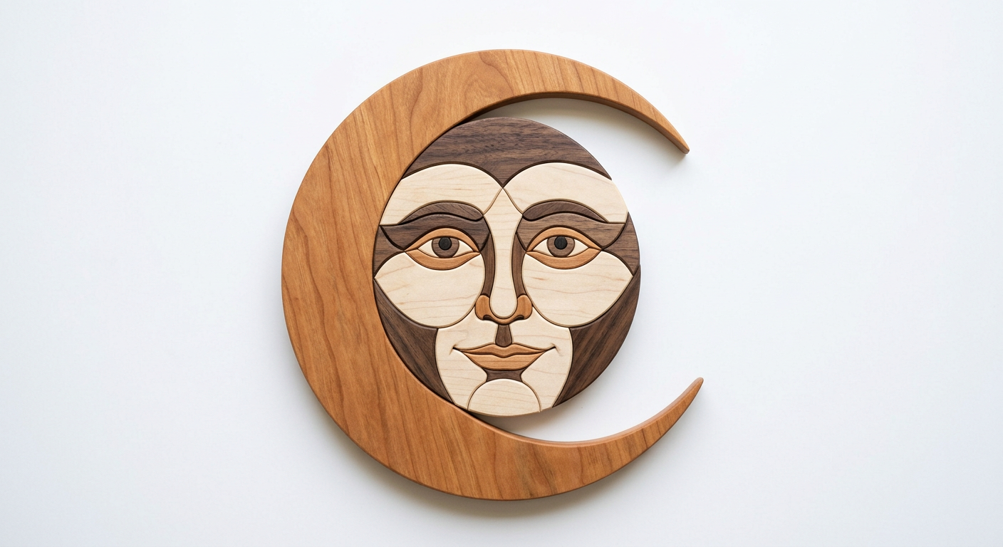 Crescent Moon Intarsia Portrait