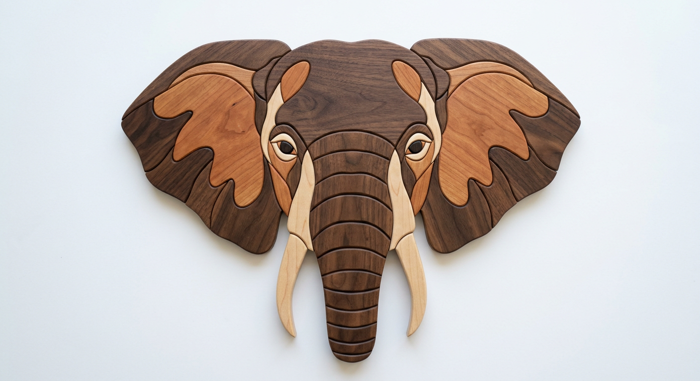 Elephant Intarsia Portrait
