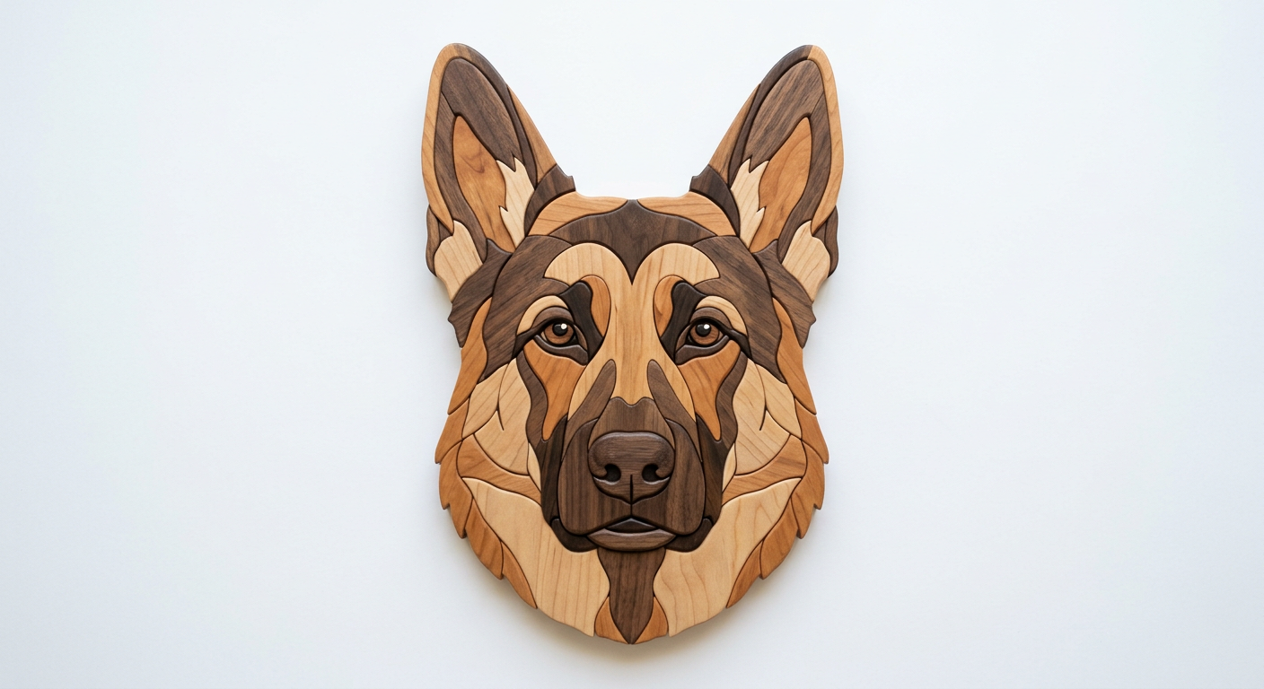 German Shepherd Intarsia Portrait