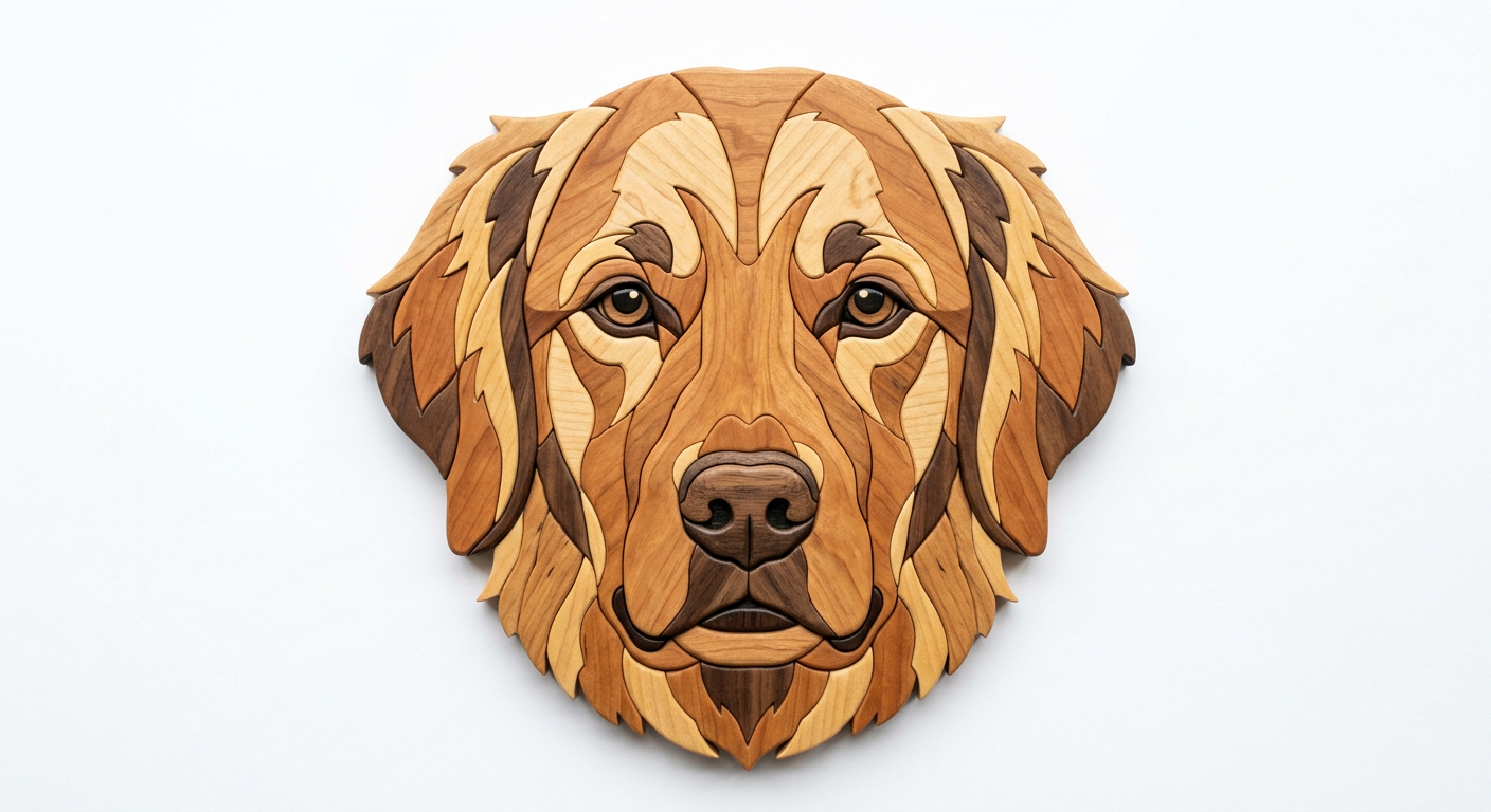 Golden Retriever Intarsia Portrait