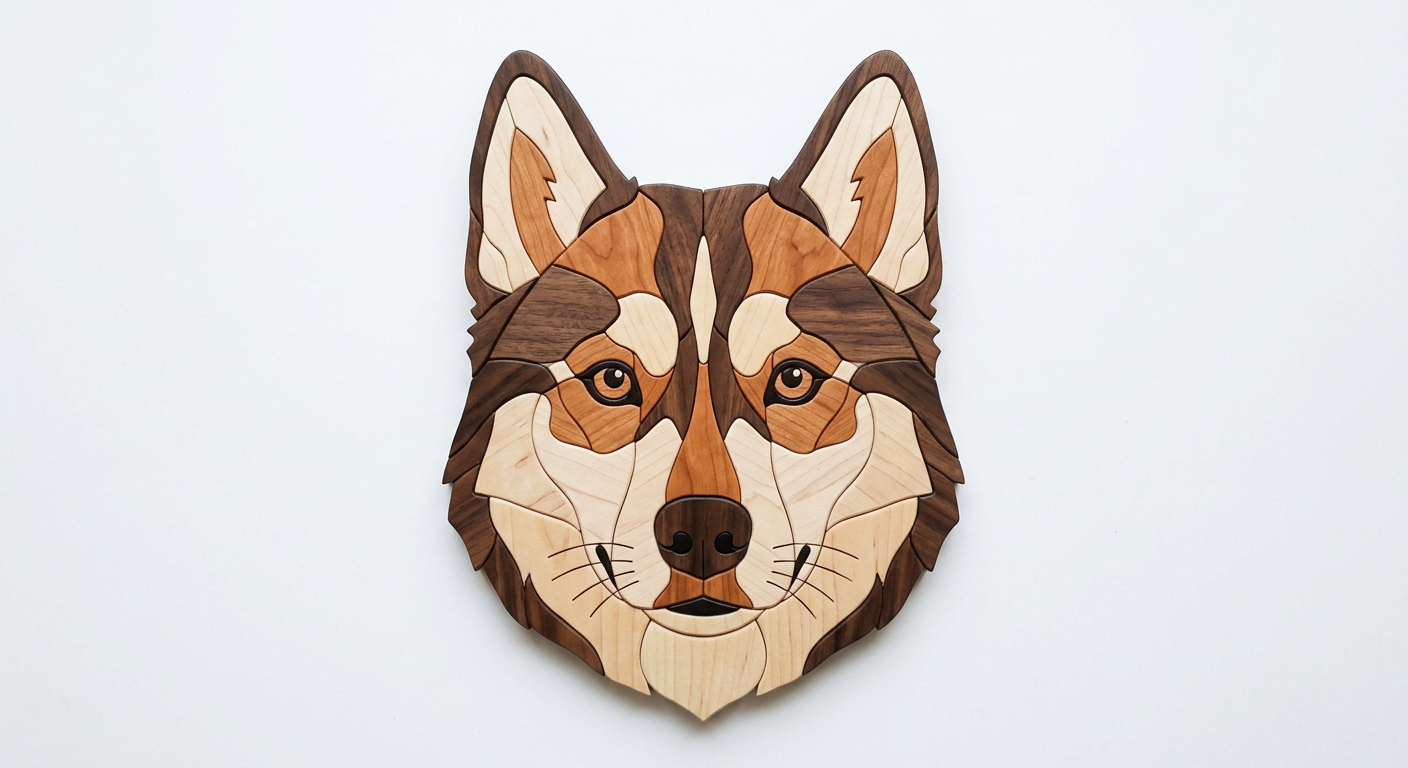 Husky Intarsia Portrait