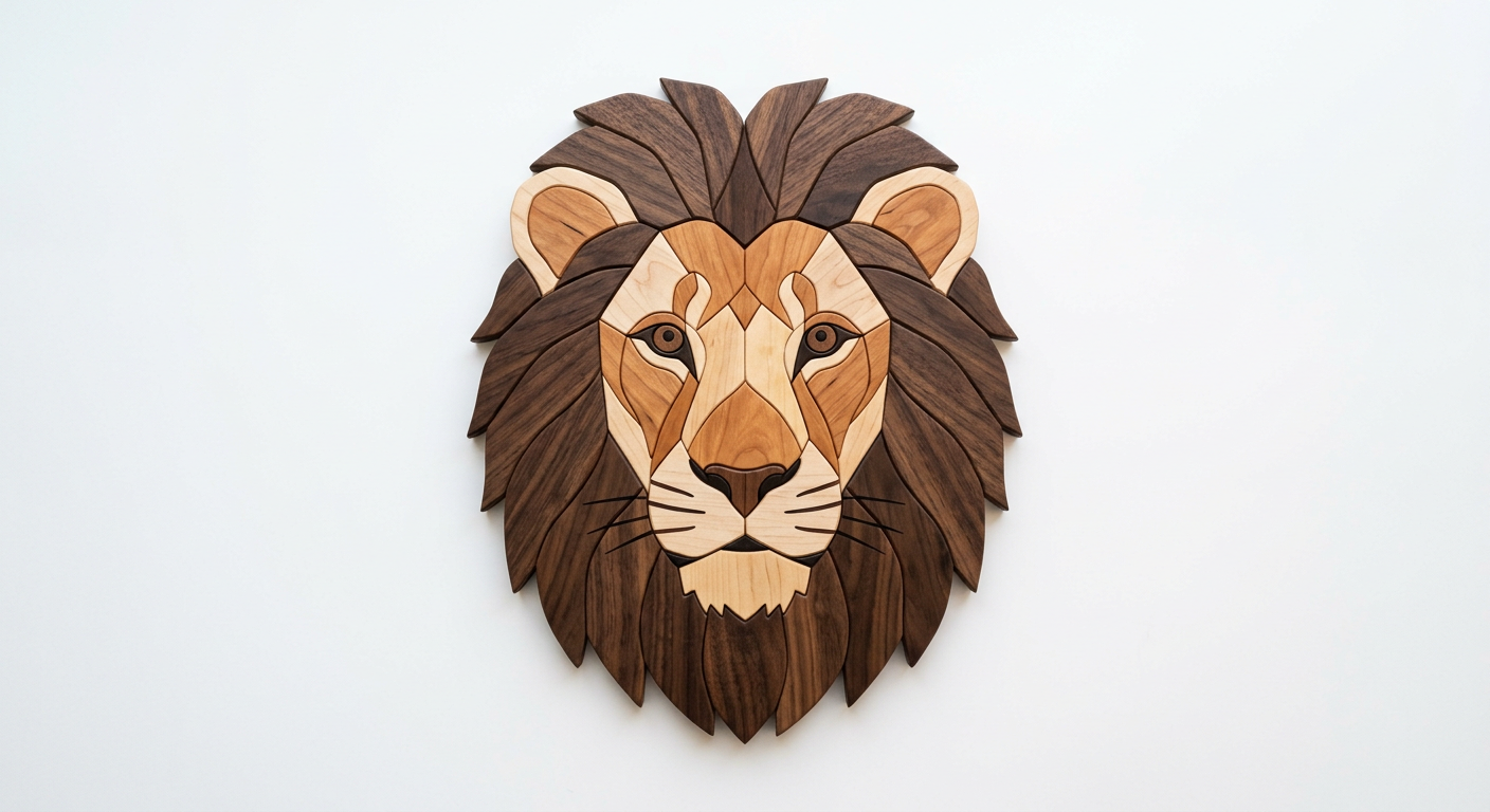 Lion Intarsia Portrait