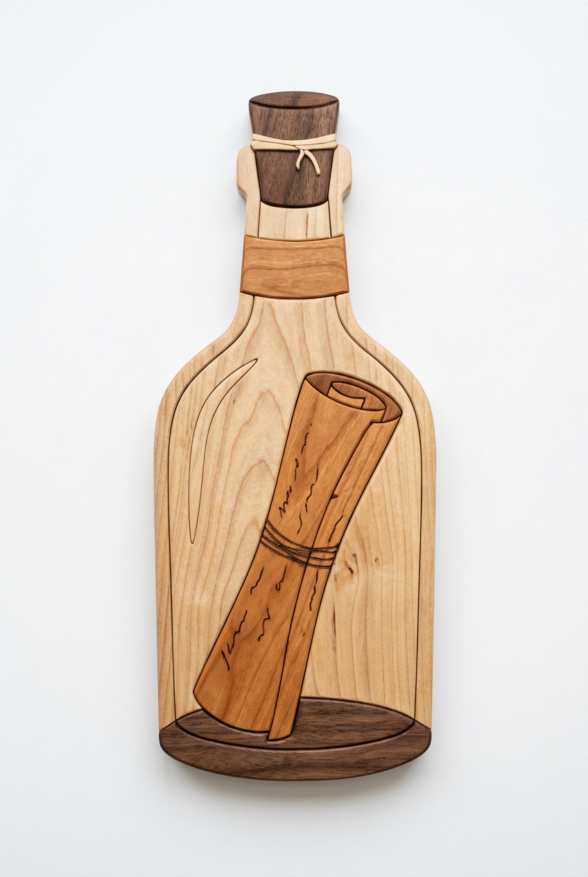 Message In A Bottle Intarsia Portrait