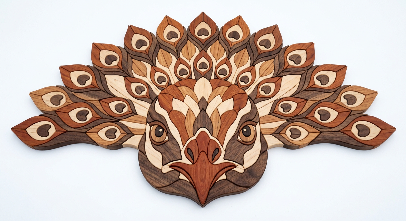 Peacock Intarsia Portrait