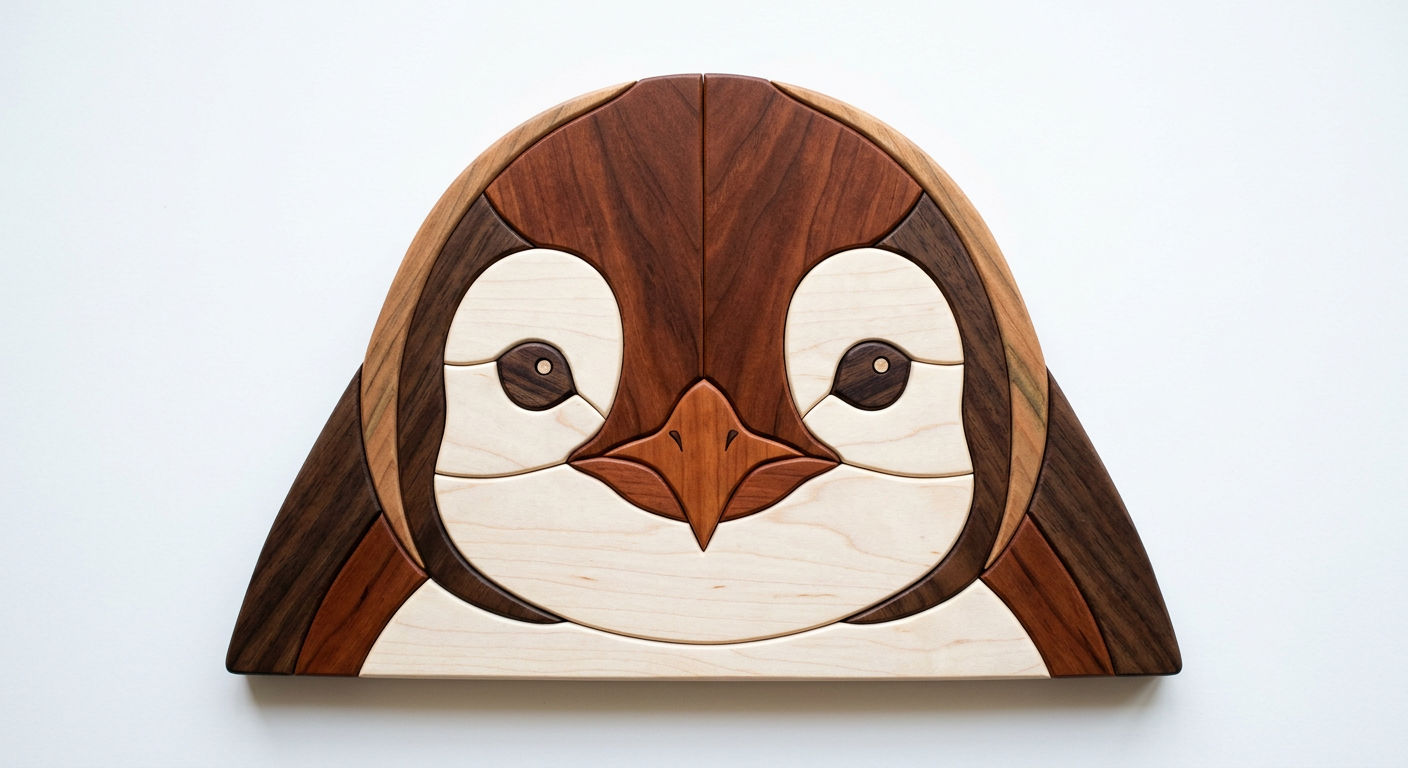 Penguin Intarsia Portrait