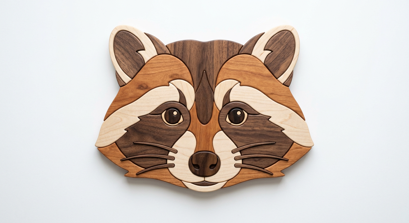 Raccoon Intarsia Portrait