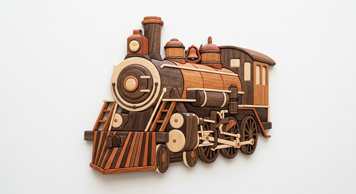 Steam Train Intarsia Portrait